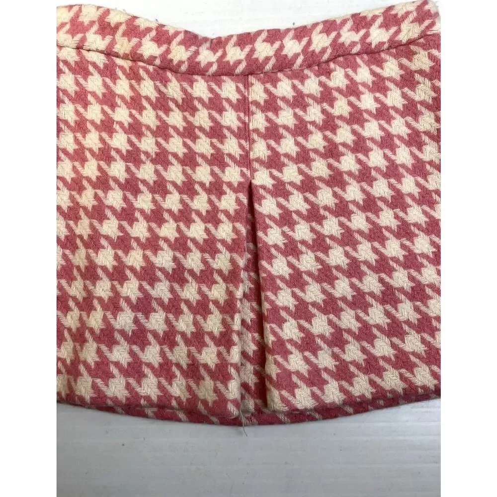 Paul & Joe For Target Wool Mini Skirt Women's 7 Pink Houndstooth Academia Preppy